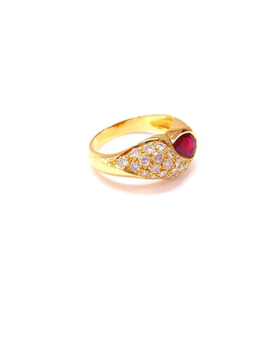 Bague 54 Bague jonc en or jaune 18K rubis et diamants 58 Facettes Bag-Ameng