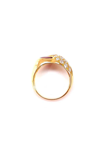 Bague 54 Bague jonc en or jaune 18K rubis et diamants 58 Facettes Bag-Ameng