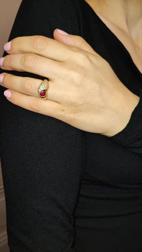 Bague 54 Bague jonc en or jaune 18K rubis et diamants 58 Facettes Bag-Ameng