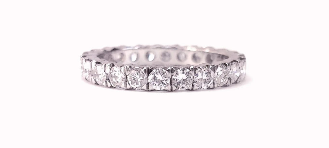 Bague 56 Alliance tour complet en or blanc 18K avec 24 diamants 58 Facettes ALL.B.FA18