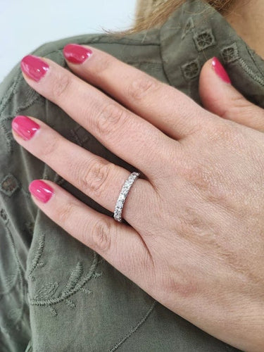 Bague 56 Alliance tour complet en or blanc 18K avec 24 diamants 58 Facettes ALL.B.FA18