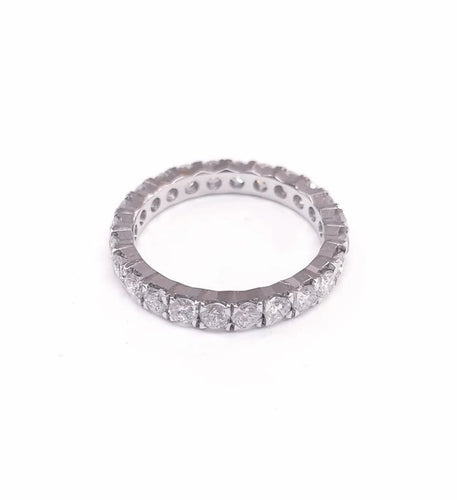Bague 56 Alliance tour complet en or blanc 18K avec 24 diamants 58 Facettes ALL.B.FA18