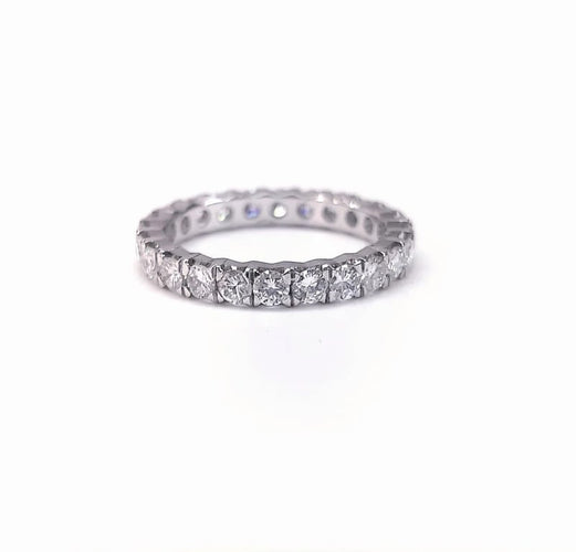 Bague 56 Alliance tour complet en or blanc 18K avec 24 diamants 58 Facettes ALL.B.FA18