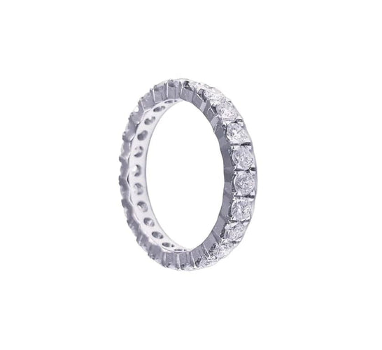 Bague 56 Alliance tour complet en or blanc 18K avec 24 diamants 58 Facettes ALL.B.FA18