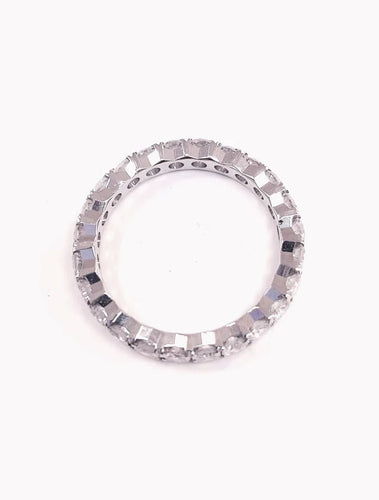Bague 56 Alliance tour complet en or blanc 18K avec 24 diamants 58 Facettes ALL.B.FA18