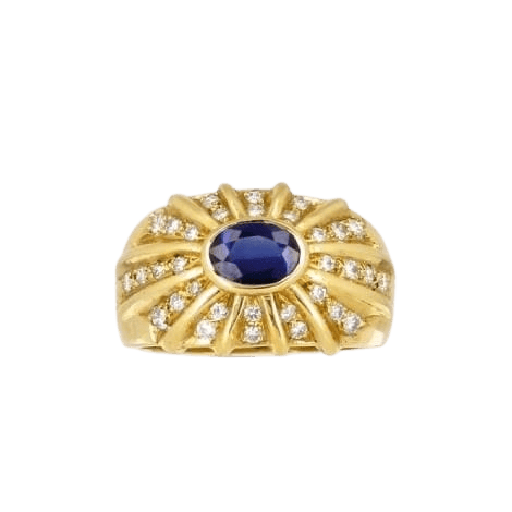 Bague 52 Bague jonc en or 18K avec saphir et diamants 58 Facettes Bag.Soleil