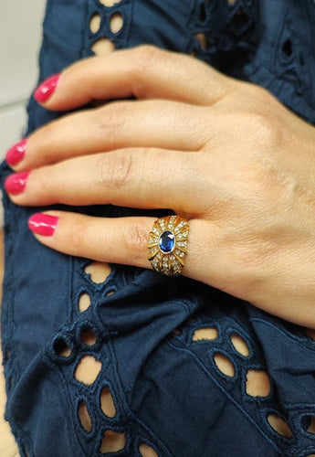 Bague 52 Bague jonc en or 18K avec saphir et diamants 58 Facettes Bag.Soleil