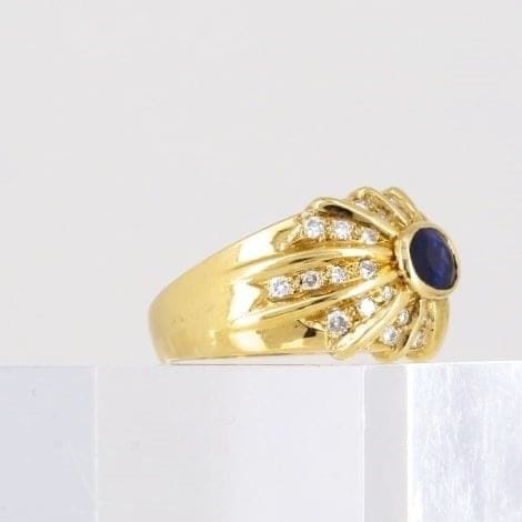Bague 52 Bague jonc en or 18K avec saphir et diamants 58 Facettes Bag.Soleil