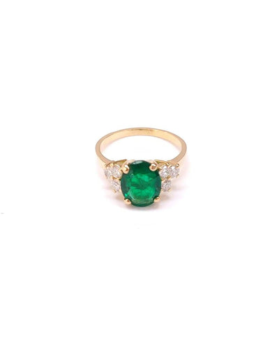 Bague 55 Bague en or jaune 18K, émeraude et diamants 58 Facettes Bag.Em.Ep.FA.25