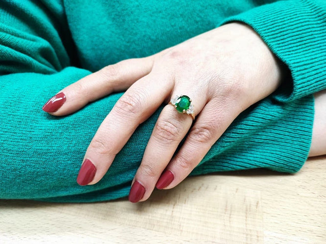 Bague 55 Bague en or jaune 18K émeraude 2,30 ct et diamants 58 Facettes Bag.Em.Ep.FA.25