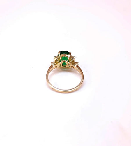 Bague 55 Bague en or jaune 18K, émeraude et diamants 58 Facettes Bag.Em.Ep.FA.25