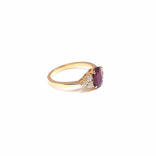 Bague 55 Bague rubis et diamants en or jaune 18K 58 Facettes Bag.Ov.6Dt.FA35R