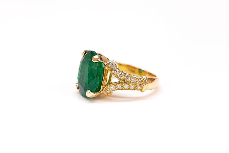 Bague 54 Bague émeraude et diamants en or 18K 58 Facettes BAG.EMER.XL