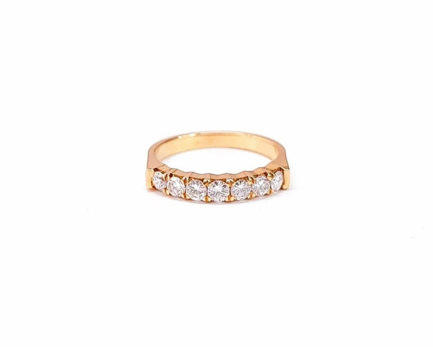 Bague 53.5 Demi-alliance - Bague en or jaune 18K et diamants 58 Facettes All.Demi.FA.19-J