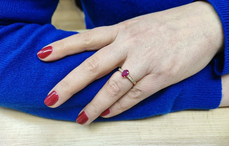 Bague 53.5 Bague rubis et diamants en or jaune 18K 58 Facettes Bag.rub.FA-48