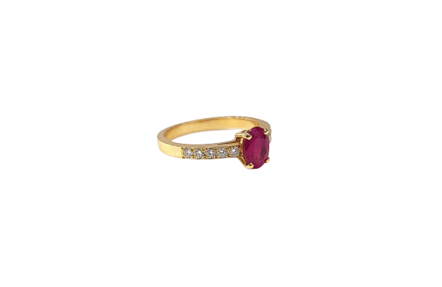 Bague 53.5 Bague rubis et diamants en or jaune 18K 58 Facettes Bag.rub.FA-48