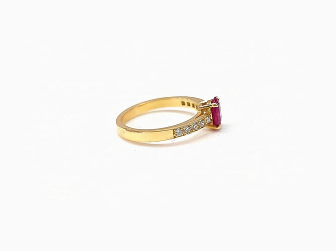 Bague 53.5 Bague rubis et diamants en or jaune 18K 58 Facettes Bag.rub.FA-48