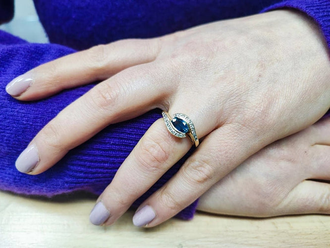 Bague 54 Bague saphir et diamants en or jaune 18K 58 Facettes BagSap.oeil-1388