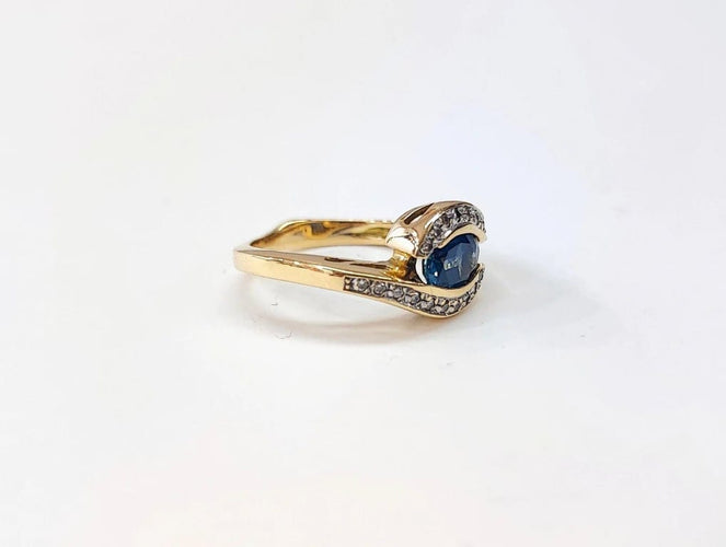 Bague 54 Bague saphir et diamants en or jaune 18K 58 Facettes BagSap.oeil-1388