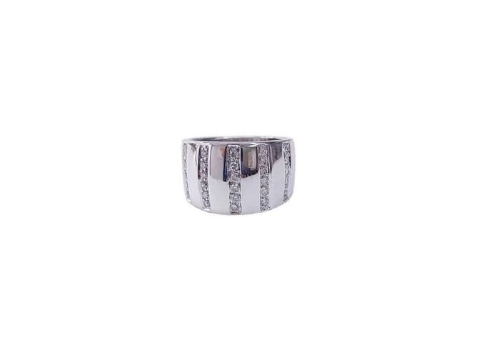 Bague 55 Bague jonc bandeau en or blanc 18K et diamants 58 Facettes BAG.TIGRE-1103