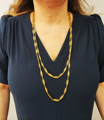 Collier Collier sautoir filigrané en or jaune 18K 155 cm 58 Facettes Coll.Filgra.1663