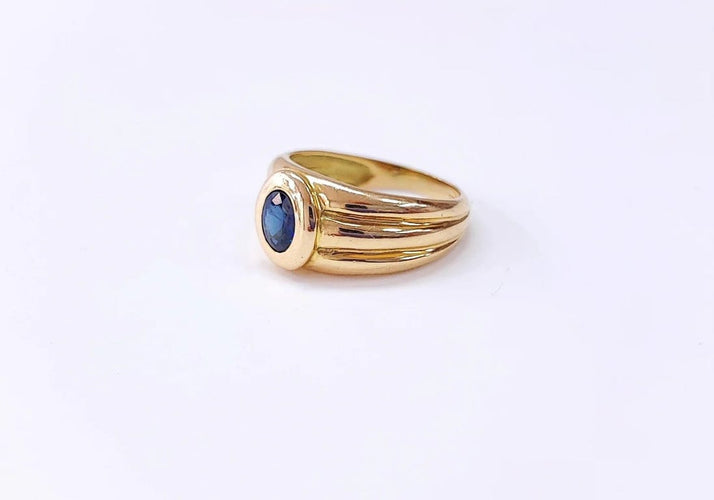 Bague 54.5 Bague jonc en or jaune 18K et saphir 58 Facettes Bag.Jonc.Sap1597