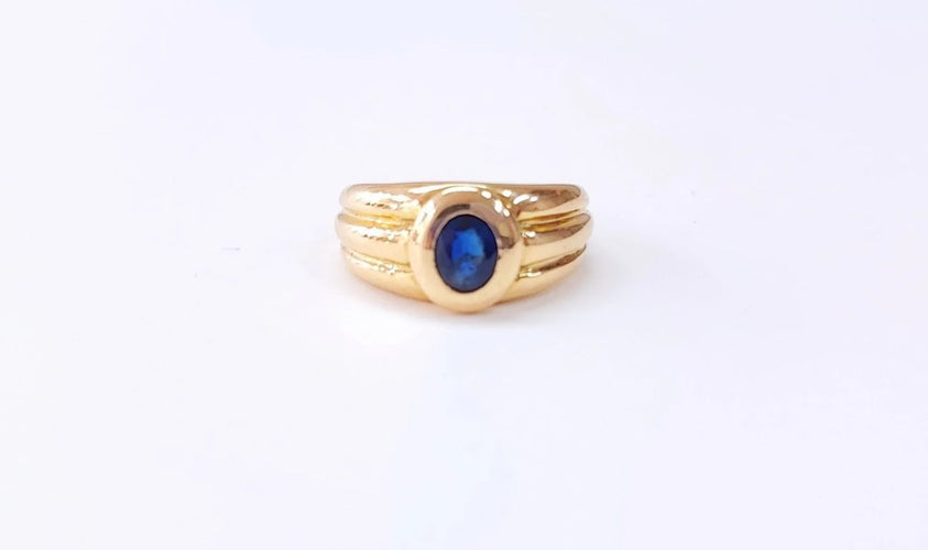 Bague 54.5 Bague jonc en or jaune 18K et saphir 58 Facettes Bag.Jonc.Sap1597