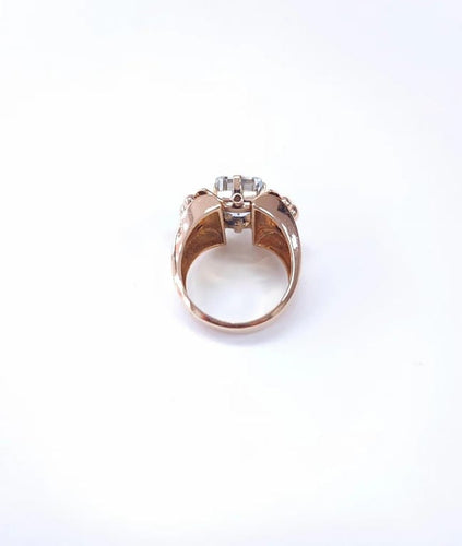 Bague 55 Bague Tank en or rose 18K sertie d’une aigue-marine 58 Facettes BagTank.A.M-1725