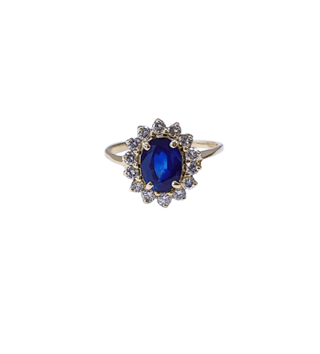 Bague 53.5 Bague marguerite entourage en or jaune 18K, saphir et diamants 58 Facettes Bag.marg.S-1767