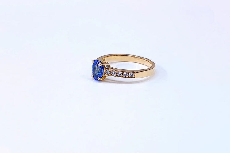 Bague 54 Bague saphir et diamants en or jaune 18K 58 Facettes Bag.S.cx-FA-.55