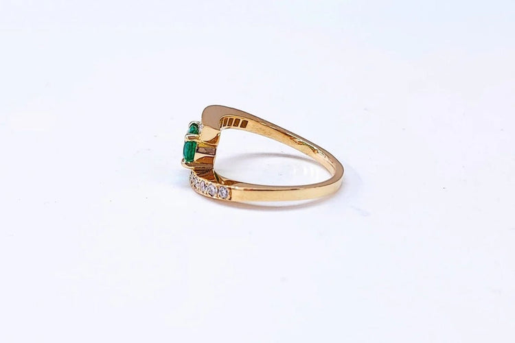 Bague 54 Bague émeraude et diamants en or jaune 18K 58 Facettes Bag.Em.cx.FA.53