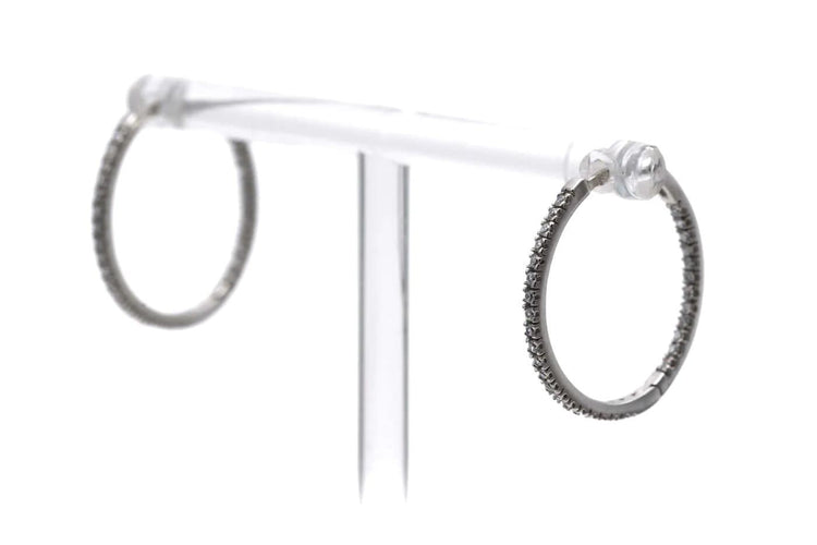 Boucles d'oreilles Créoles contemporaines en or blanc 18 carats et diamants 0,64 ct 58 Facettes 23087