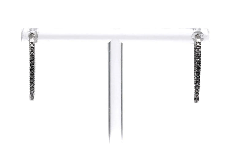 Boucles d'oreilles Créoles contemporaines en or blanc 18 carats et diamants 0,64 ct 58 Facettes 23087