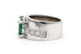 Bague 57 Bague contemporaine en or blanc 18 carats avec émeraude et diamants 58 Facettes 23248