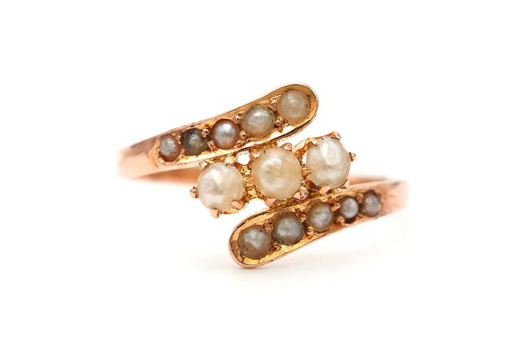 Bague 58 Bague Art nouveau en or jaune 18 carats et perles 58 Facettes 23297