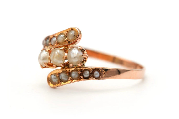 Bague 58 Bague Art nouveau en or jaune 18 carats et perles 58 Facettes 23297