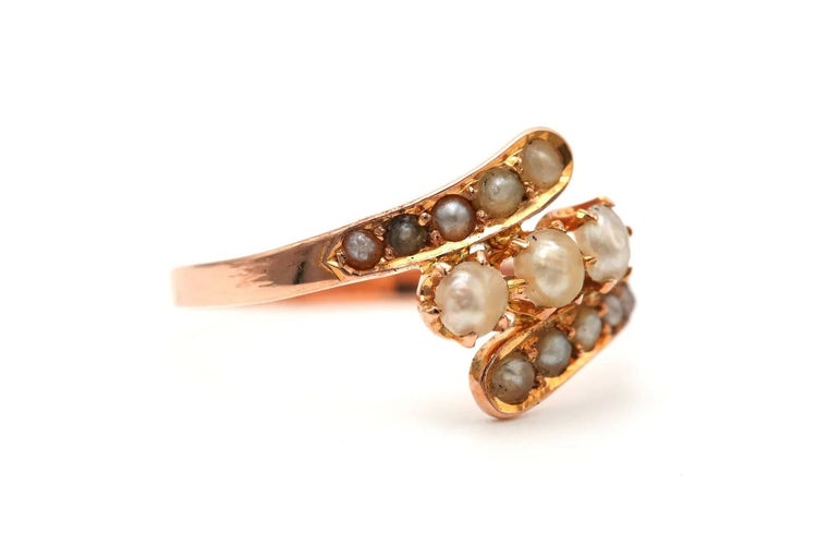 Bague 58 Bague Art nouveau en or jaune 18 carats et perles 58 Facettes 23297