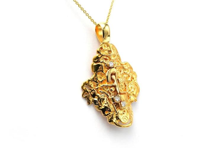Pendentif Demaret - Pendentif années 70 en or jaune 18 carats et diamants 58 Facettes 22897