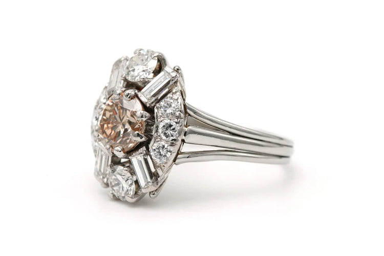 Bague 57 Bague années 70 en or blanc 18 carats et diamants 2,39 ct 58 Facettes 23168