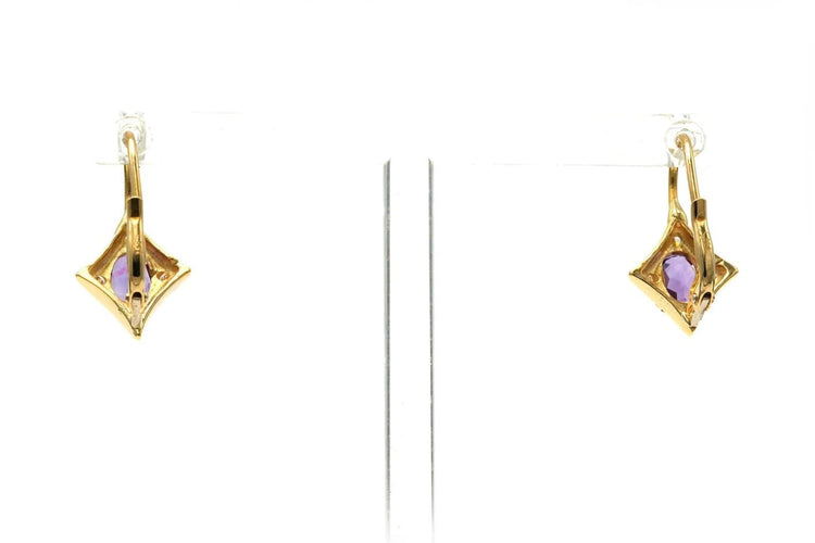 Boucles d'oreilles Boucles d’oreilles dormeuses en or jaune 18 carats, améthystes et diamants 58 Facettes B799