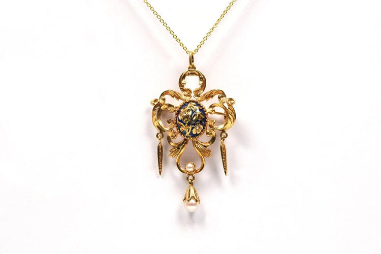 Pendentif Pendentif Napoléon III en or jaune 18 carats serti d’émail 58 Facettes B437