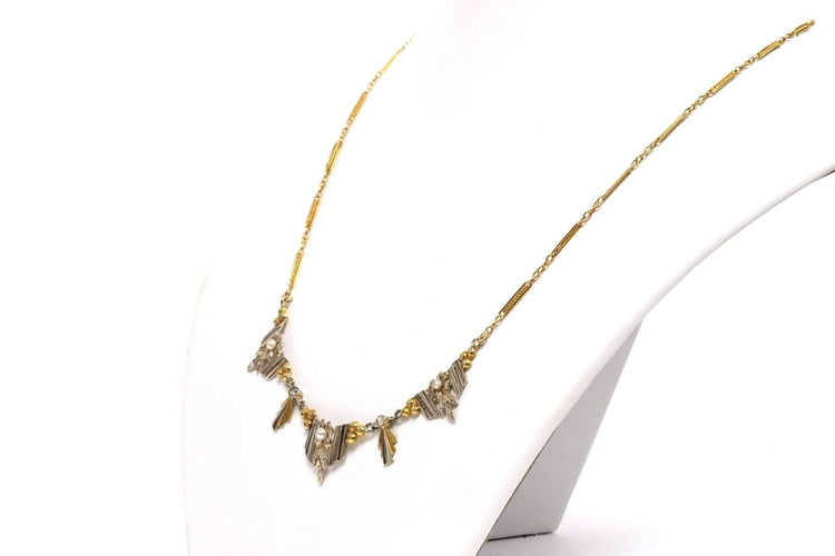 Collier Collier Art déco - Collier en or jaune et blanc 18 carats, perles et diamants 58 Facettes 21288