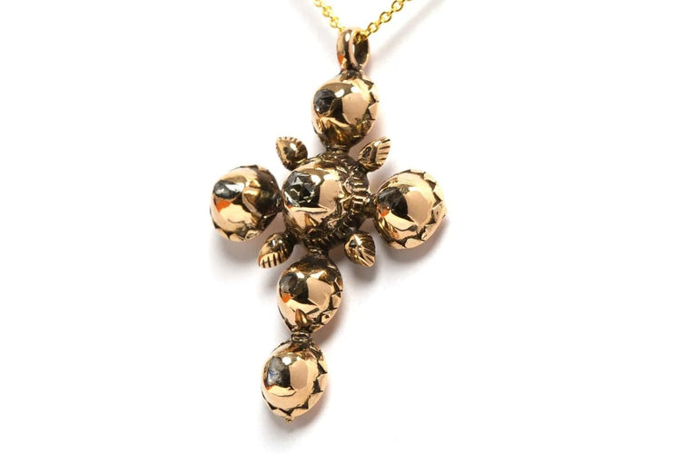 Pendentif Pendentif croix Napoléon III en or jaune 18 carats et diamants 58 Facettes B474