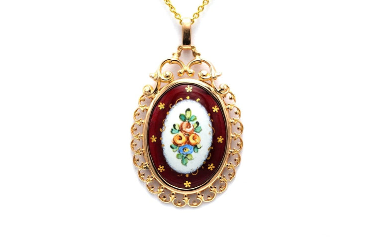 Pendentif Pendentif Art déco en or jaune 18 carats serti d’émail 58 Facettes 22934