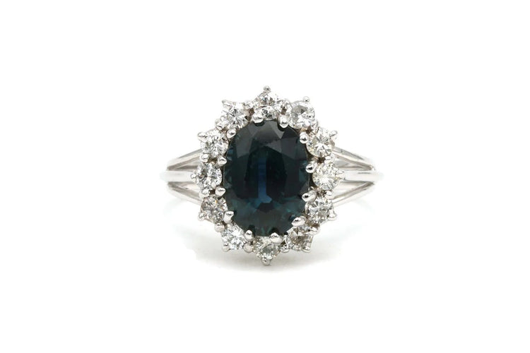 Bague 53 Bague années 70 en or blanc 18 carats, saphir et diamants 58 Facettes 21734