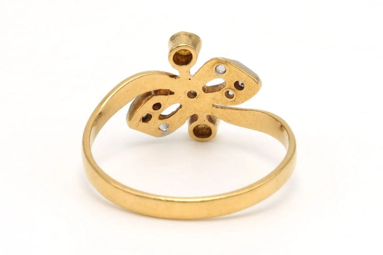 Bague 53 Bague Art nouveau en or jaune 18 carats et argent, diamants taille rose et perles 58 Facettes 22012