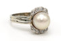 Bague 55 Bague Art déco en or blanc, perle et diamants 58 Facettes 19737