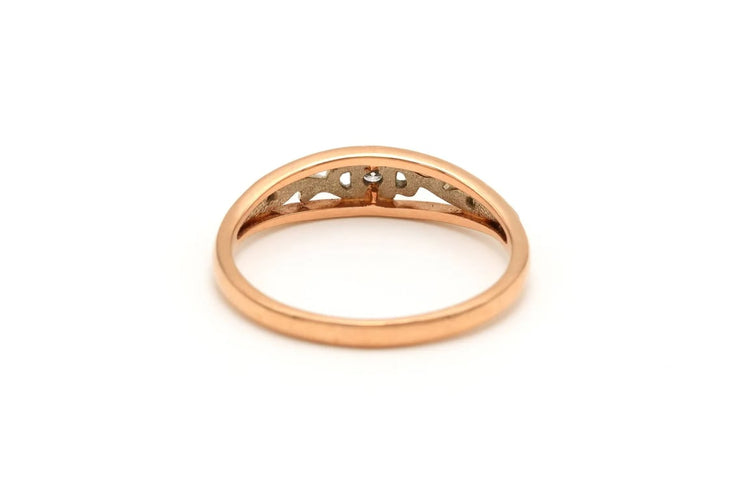 Bague 57 Bague en or rose et or blanc 14 carats sertie de diamants 58 Facettes 17572