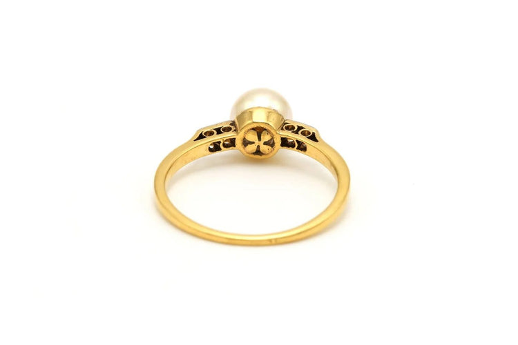 Bague 54 Bague Art déco en or jaune 18 carats, perle et diamants 58 Facettes 22905