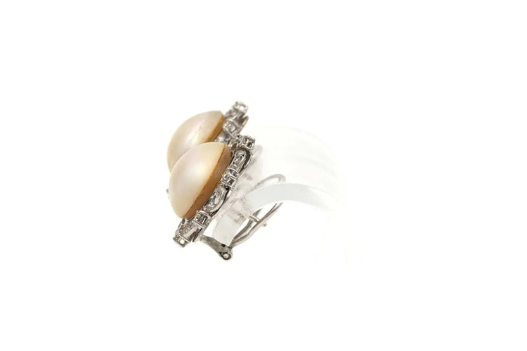 Boucles d'oreilles Art Déco - Boucles d’oreilles en or blanc 18 carats, perles et diamants 58 Facettes 20339